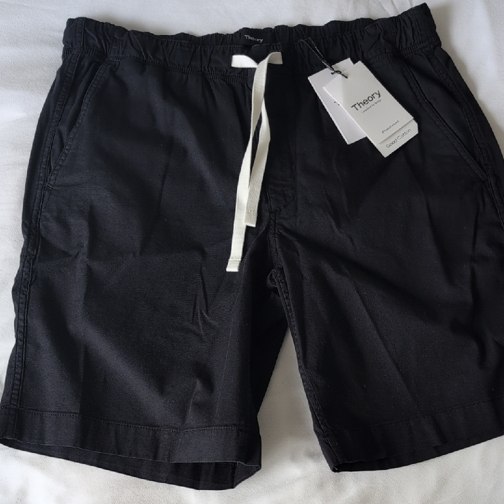 Theory Black Drawstring Shorts